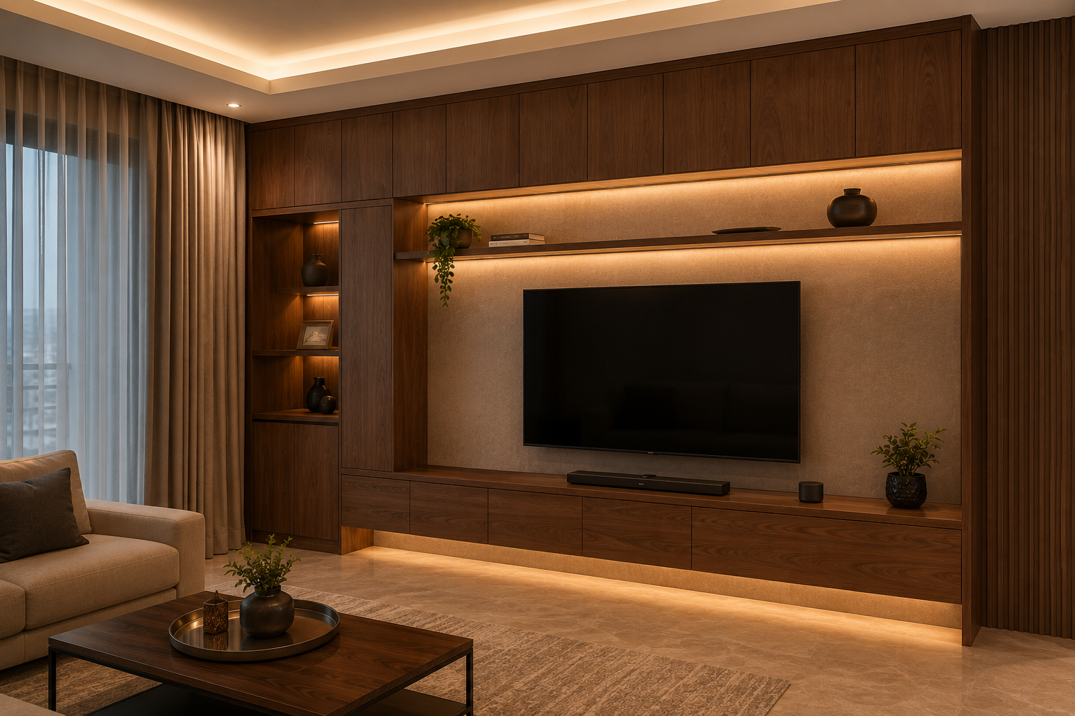 Custom living room storage furniture in Gurgaon